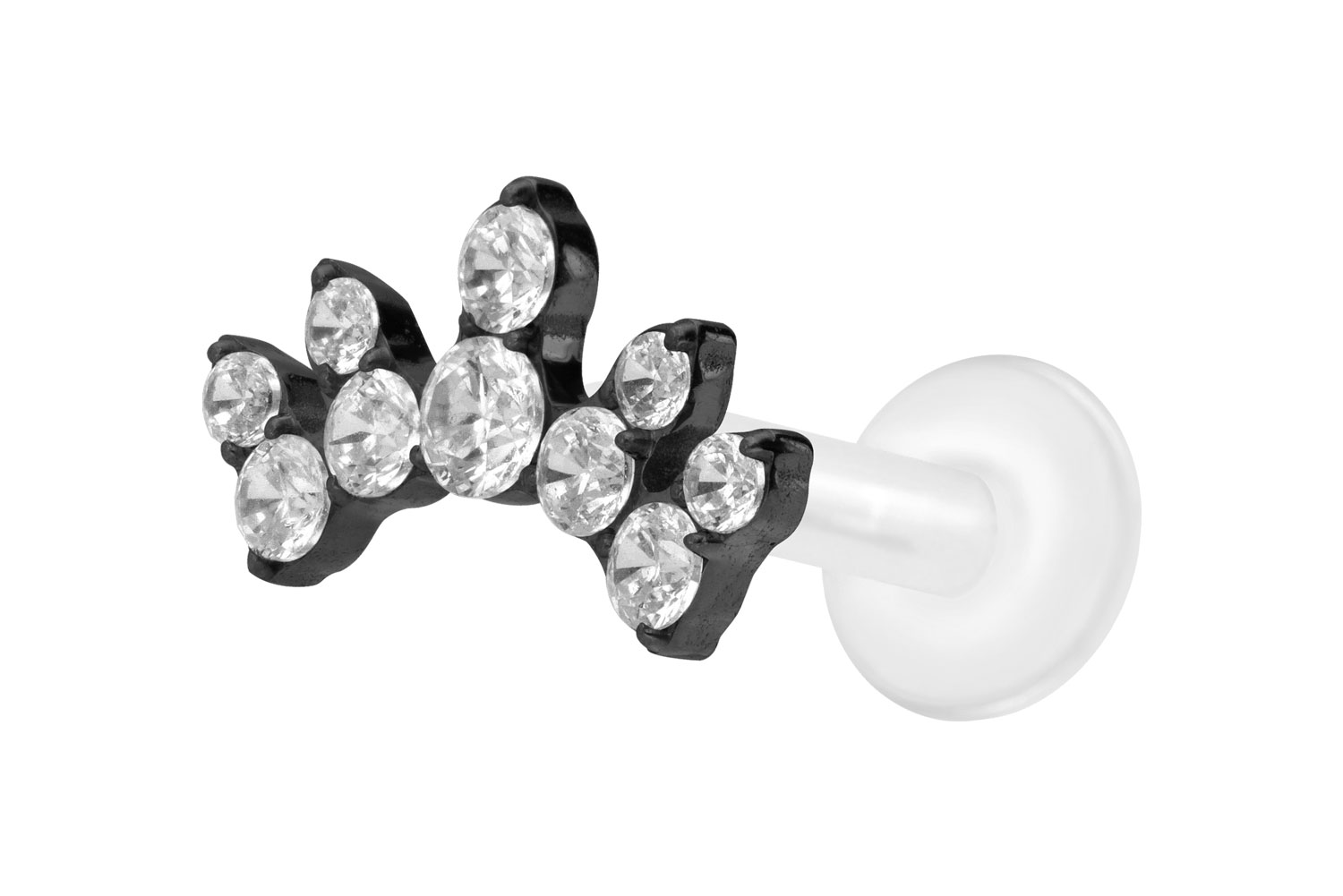 PTFE Labret Piercing mit Innengewinde + Titan-Aufsatz KRISTALLBOGEN